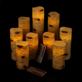 B072PPBBCD ANTIZER Flameless Led Candles Birch Bark Wax Timer