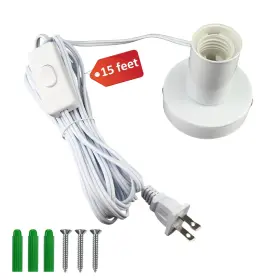 728872525192 ATIYOC Screw Light Socket Extension Cord Ligh