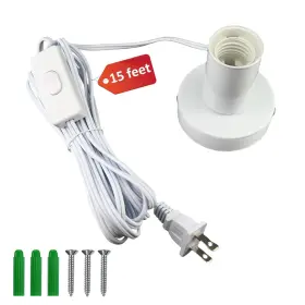 ATPD-004-1-W-15FT ATIYOC Screw Light Socket Extension Cord