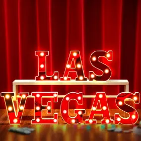 B0DFVYQPYX AURELEMA Las Vegas Light Up Letters Sign Battery