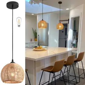 B0BY5GYZQ5 AYSHWILLDEC Mini Hemp Rope Pendant Light Fixture