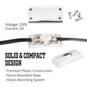 B.SWITCH.WHITE.2PC BETUS Inline Cord Line #3
