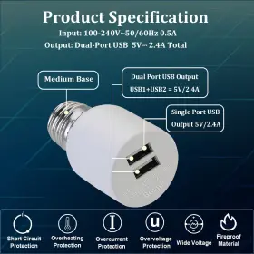 791450454719 BORJU Light Socket Usb Adapter Lighting Mini Fan #2