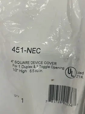 451-NEC BOWERS Steel Square Device Cover Toggle Switch Duplex #2