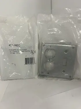 451-NEC BOWERS Steel Square Device Cover Toggle Switch Duplex