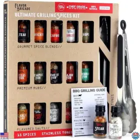 B0DGBC2HTC BBQ Millhouse Spice Set Gourmet Tongs Meat Rubs