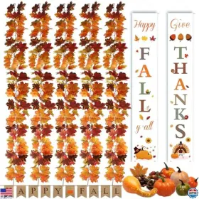 N083 ARTIFICIAL Nqn Pack Fall Maple Garland Mini Pumpkins