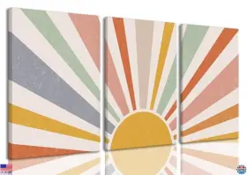 B0D8W6BDXS SUN Okudolit Boho Canvas Wall Art Set Colorful