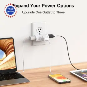400117-WHTX3 CABLE MATTERS Plug Adapter Prong Outlet Power