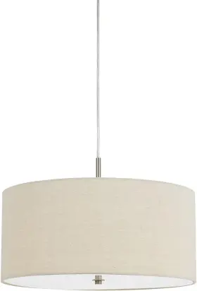 Cal Fx-3628-1p 60w X 3 Addison Linen Drum Pendant Silver