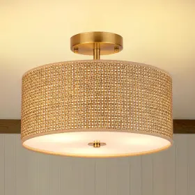 B0DRHV3ZDC CLARSYNE Rattan Boho Ceiling Light Fixture Semi