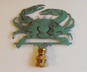 967-V COPPER MERMAID Crab Lamp Finial Beach House Ocean