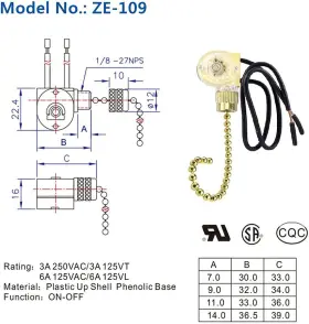 BRA1092SET DAYONE Chain Switch Zing Ear Ceiling Fan Light #2