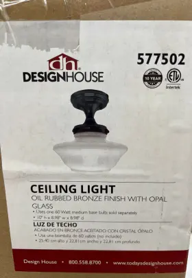 577502 DESIGN HOUSE Schoolhouse Steel Ceiling Light Oil