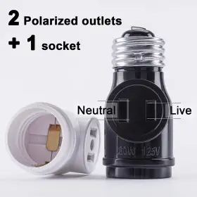 E26-BLK-2P DICUNO Polarized Outlet Socket Adapter Standard #2