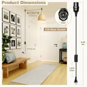 US-HL-E26-PLC-BLK-2M-1P DICUNO Lantern Extension Cord Cable #2