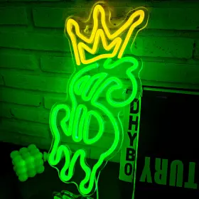 B0DF1TCVWW DIPOMY Neon Sign Crown Dollar Wall Usb