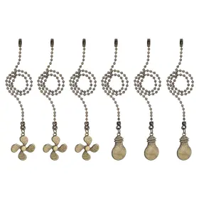 Duefixing 724117429379 13 Inch Ceiling Fan Pull Chain Sets 6 Pcs Chains Extenders Bronzy