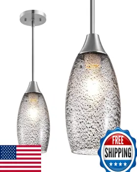 B0CCHR7GHF EDISHINE Handcrafted Art Glass Pendant Light