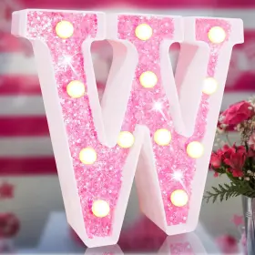 B0BZNH2ZL7 ELNSIVO Pink Led Marquee Letter Glitter Light Up