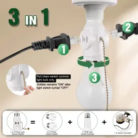 600748277117 EMNOOTI Outlet Light Socket Adapter Bulb Medi #3