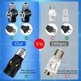 614167645433 ERQILUJI Pack Light Socket Plug Adapter Outlet #3