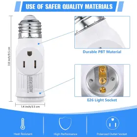 DC-FEEKOON-11 FEEKOON Prong Light Socket Adapter Bulb Outlet #3