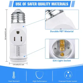 FEEKOON-BULB-0080 FEEKOON Prong Light Socket Adapter Outlet #3