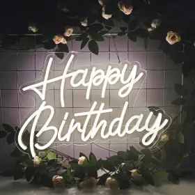 Fespcj B0c6plsbk4 Happy Birthday Neon Sign Reusable Warm White Led Night Light