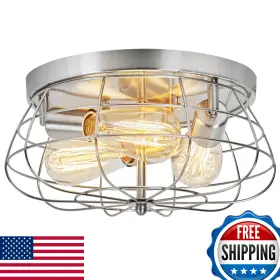 B0BLHHDYHL FOUCASAL Cage Flush Mount Ceiling Light Fixture