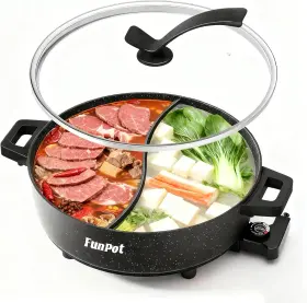 BLACK-UPDATED-6L FUNPOT Electric Pot Dual Divider Smart Heat