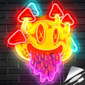 B0BZYN1MRP GGK Smiling Mushrooms Neon Sign Aesthetic Light