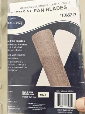 1065717 HARBOR BREEZE Reversible Ceiling Fan Blade