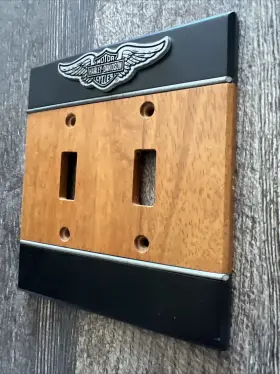 HDL-10170 HARLEY-DAVIDSON Double Light Switch Wall Plate Wood #3