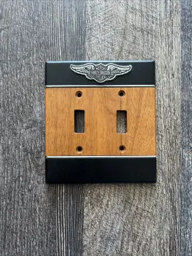 HDL-10170 HARLEY-DAVIDSON Double Light Switch Wall Plate Wood