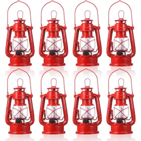 Hortsun B0byzpxvcv 8 Pcs Inch Vintage Led Hurricane Lantern Metal Red Outdoor Battery
