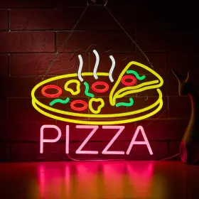 B0DPVFPK2P HOYOELEC Pizza Neon Sign Wall Cor Dimmable Led Usb