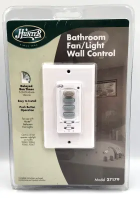 27179 HUNTER Bathroom Fan Light Wall Control