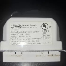 27186 HUNTER Ceiling Fan Light Wall Mount Control Dimmer #2