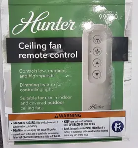 99770 HUNTER Wireless Dimmable Ceiling Fan Remote Control
