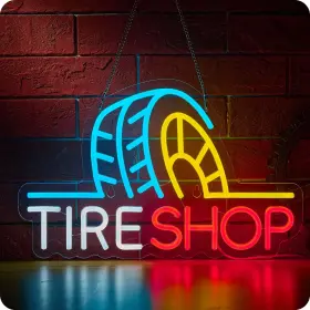 B0DP2QC2FY IMTATTO Tire Neon Sign Led Wall Dimmable Usb