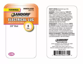 60770 JANDORF Tin Copper Insulated Stud Electrical Lug Awg #3