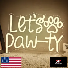B0D8PZG423 JEANCHRL Lets Pawty Neon Sign Dimmable Led Cat Dog