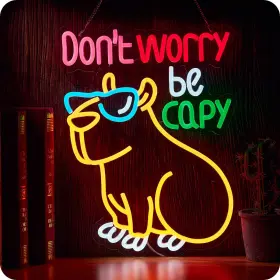 B0FBLS5YKR JIDICOG Capybara Donftt Worry Capy Neon Sign Funny
