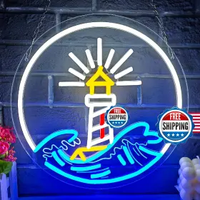 B0F9T2MV9J JJUUNNTTAAO Lighthouse Neon Sign Sea Wall Dimmable