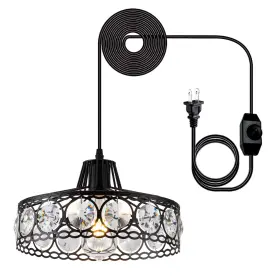 B0B49LZ1JK KAERDI Plug Crystal Pendant Light Industria Swag