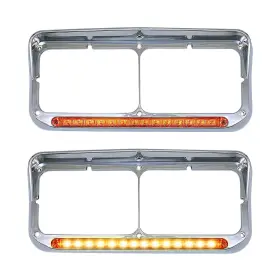 6657YY-WY LEAVAN Headlight Bezels Amber Led Light Visor Strip
