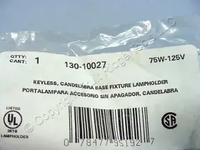 10027 LEVITON Candelabra Base Lampholders Light Socket Hickey #3