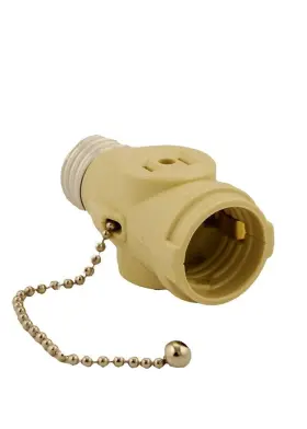 1406-I LEVITON Polarized Lamp Holder Adapter Chain Outlet