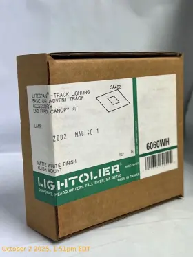 6060WH LIGHTOLIER Lytespan Track Light End Canopy Kit
